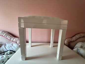 White Lacquer Bench With Cushioned Linen Seat