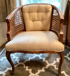 Upholstered Caned Back French Provincial Chair Vintage