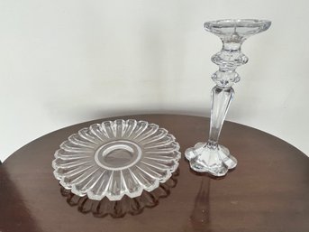 Villeroy & Boch Crystal Platter And Glass Flower Candlestick