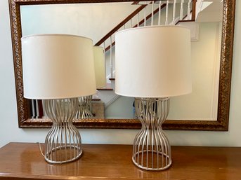 Pair Of Hourglass Form Table Lamps