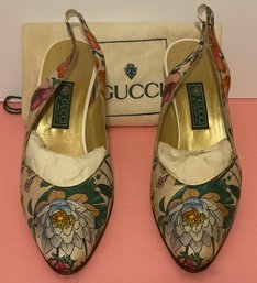 Gucci Vintage Floral Bloom Shoes, Dust Bag, Size 36, 6