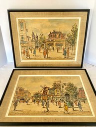 PAIR Renzo Campi  (1927) European Street Scenes Paintings On Canvas