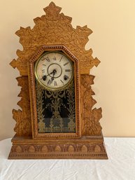 Anique William A Gilbert Clock Co.,  Winstead, CT., Oak Gingerbread Clock