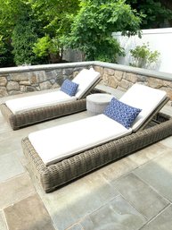 Pair Restoration Hardware Provence All Weather Loungers With Covers