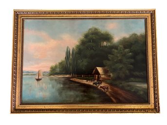 Unsigned Painting In A Golden Frame