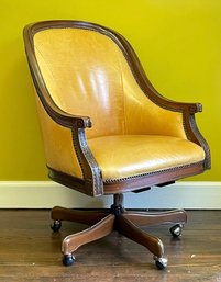 A Leather Executive Desk Chair - On Casters