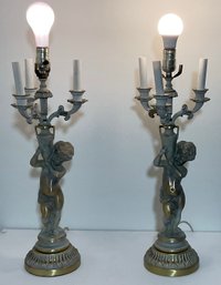 PR. Cherub Grey Wash Table Lamps