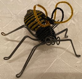 Vintage HandMade Old Glass Beads Metal Giant Bee Bug Figurine