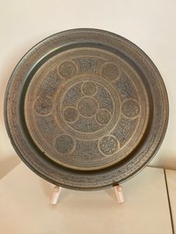 Copper/Bronze Platter Circle Pattern With Colors
