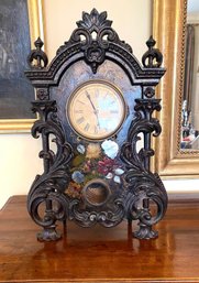 Antique Bradley & Hubbard Iron Mantle Clock With Mother Pearl Inlay  (LOC:S1)