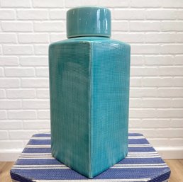 Gorgeous Turquoise Glazed Ceramic Lidded Urn (1 Of 2)
