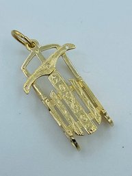 Intricate & Detailed 14k Gold Articulating Antique Sled Charm