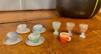 Itsy  Bitsy Swirled Color Teacups And Goblets