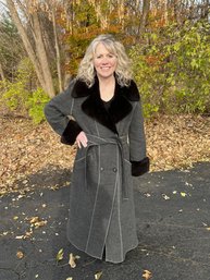 Wool & Sheared Mink Long Coat