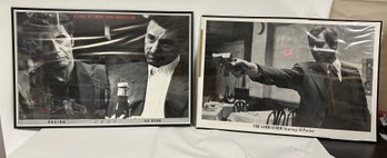 2 Poster Frames Of Al Pacino &  Robert Deniro: A Tale Of Crime And Obsession- Heat & The Godfather Movies  WA