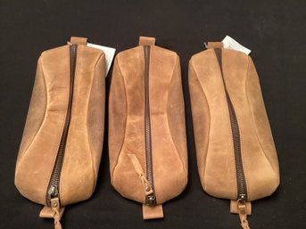 Lot 3 New Distressed Leather Pouches With Tags