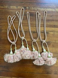 Pink And Green 23 Length-DOUBLE TASSEL TIEBACK-