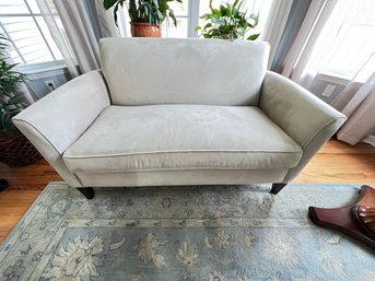 Contemporary Love Seat Ultra White Suede