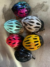 Group Of Six Bike Helmets Including Trek, Bell