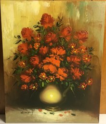 Colorful Flowers, Oil On Canvas, Signed Li Mong