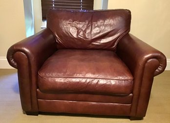 MACYS Comfortable And Plush Brown Leather Arm Chair