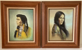 PR. Listed Artist C.J. Roman, Oil On Canvas, Native American Indians.