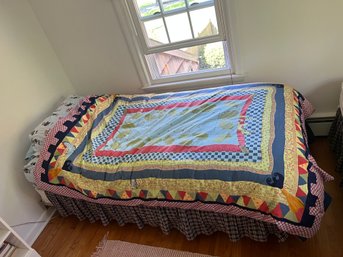 Clean Twin Bed & Box Spring With Ralph Lauren Sheets (#1 Of 2)