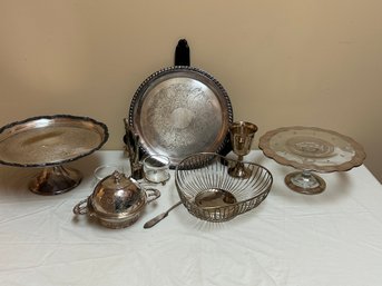 Group Of Silver Plate Serving Pieces - 8 Pieces