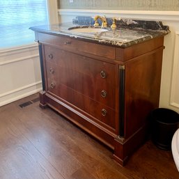A Custom Federal Style Antique Conversion Bathroom Vanity With Marble Top