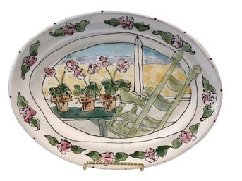 Geraniums And Rocking Chair Oval Platter