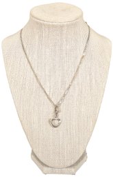 Georg Jensen Sterling Silver Heart Charm Pendant And Sterling Silver Link Necklace