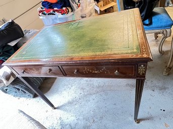 Antique Hand Painted, 19th Century, Sheraton Revival Writing Desk, Leather Top, Fantabulous!