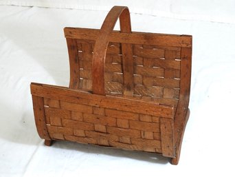 Antique Woven Log Fireplace Basket