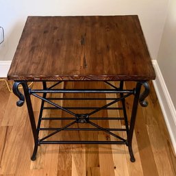 Wood And Metal Rustic Side/End Table
