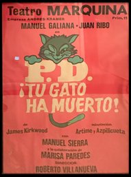 Rare Vintage Poster For Madrid Play 'Tu Gato Ha Metro!