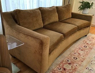 'Swaim' Elegant Curved Sofa In Rich Olive/Gold Fabric