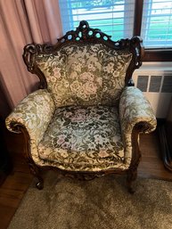 Ornate French Country #2 Of 2 Rolled Arm Chair, With Chenille Fabric, Lovely