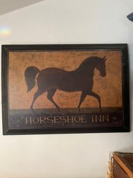 Horseshoe Sign & Clock Shelving Unit