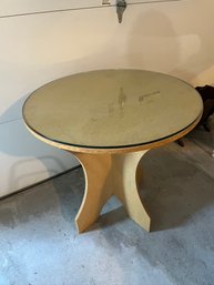 Round Particle Board And Glass Top Table