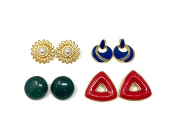 Four Pairs Of  Vintage Statement Earrings