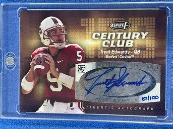2007 Sage Aspire Century Club Trent Edwards Authentic Autograph Card #a-c5 Numbered 87/100
