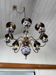 Delft Blue And White 8 Arm Chandelier