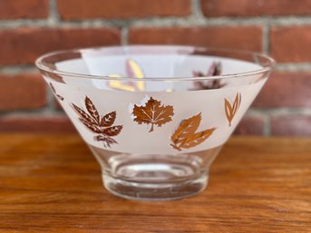 Mid Century Modern LIBBEY Golden Foliage Frosted Bowl