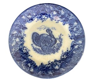 Antique Wedgwood Flow-Blue Turkey Plate