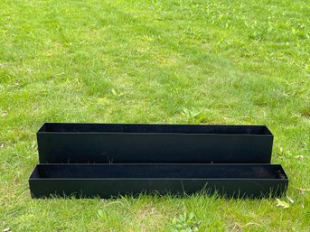 Long Black Coated Steel Planters, Durable!