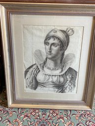 Antique Engraving Classical Female Figure