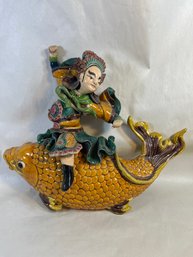 Antique Chinese Roof Tile Figure On Fish