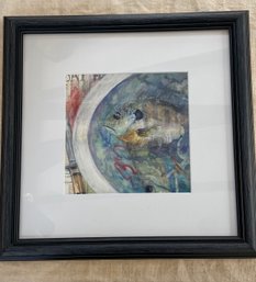 Pan Fish Nightmare Watercolor Painting Signed Carol Kelly Local Artist 18x18 Matted Framed
