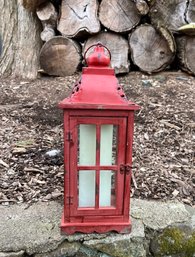 Red Decorative Lantern With Candle