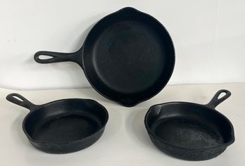 Lot Of 3 Cast Iron Pans - (1 Wagner Ware)